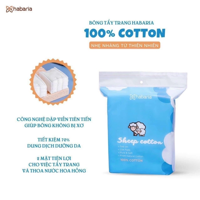 Bông Tẩy Trang Cừu Habaria 234 miếng