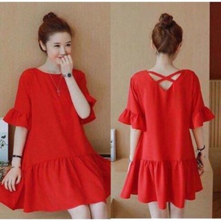 Đầm váy freesize đỏ đan dây sau