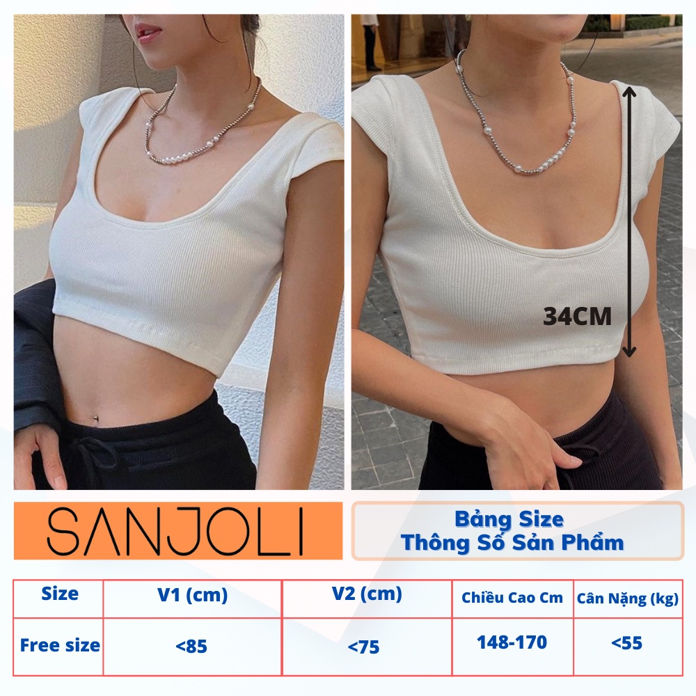 Áo Croptop Tay Ngắn SANJOLI Áo Crt Ba Lỗ Hoạ Tiết Trơn Phong Cách Mùa Hè Năng Động AO057