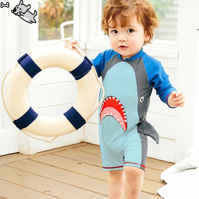 COD Boy 1 to 6 Years Old Cartoon Sleeve Long Swimsuit Sun Block Swimsuit | BigBuy360 - bigbuy360.vn