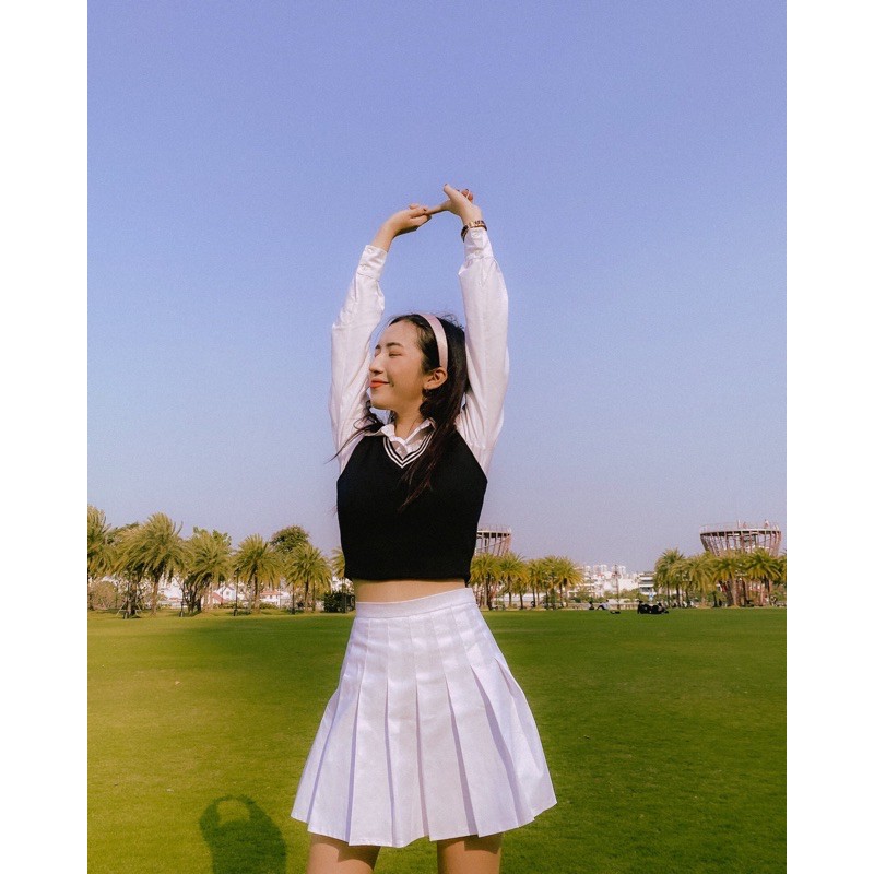 DALLA Chân váy xếp ly tennis sọc caro phối khuy DALLA SAIGON | BigBuy360 - bigbuy360.vn