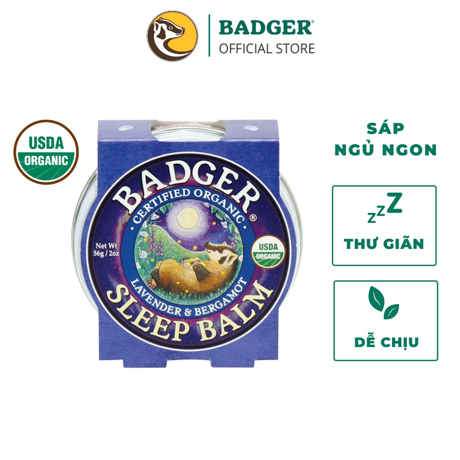 Sáp dầu hữu cơ giúp ngủ ngon BADGER Sleep Balm organic giúp dễ ngủ an toàn cho người lớn và trẻ em - 21g 56g