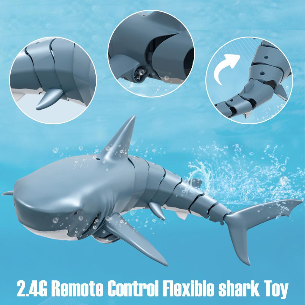 Bafada 2.4G Bot Control RC Simulation Shark Toys Remote Control Shark Boat Waterproof USB Rechargeable Swimming Pool Bathroom Toy Shark 1:18 Swimming Toys RC Car Engineering truck