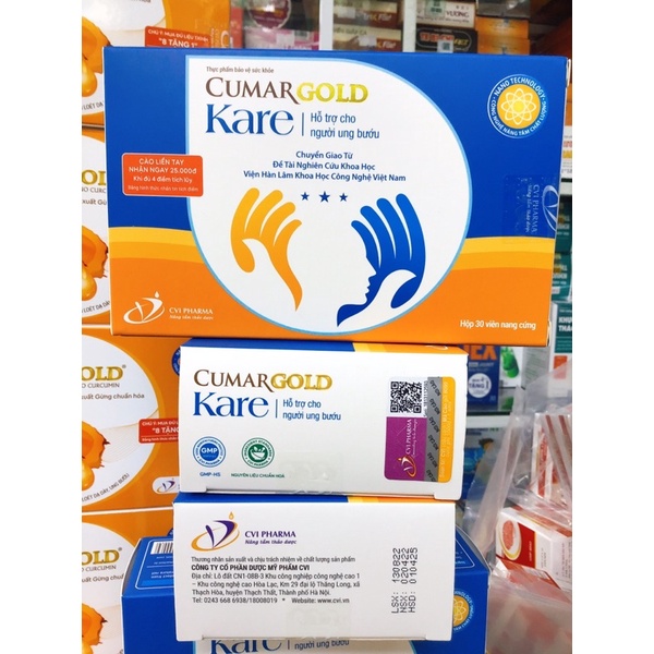CUMARGOLD NEW - CUMARGOLD KARE [HỘP 30 VIÊN] - VIÊN UỐNG NANO CURCUMIN GIẢM ĐAU DẠ DÀY, CHỐNG OXY HOÁ