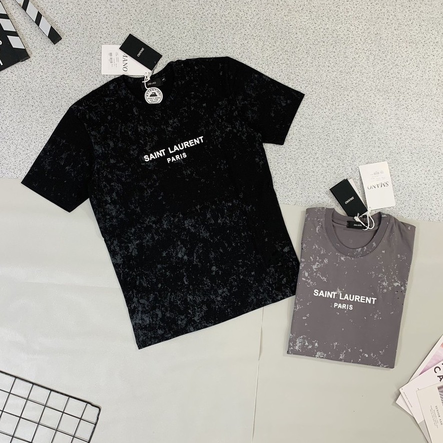 Áo phông Nam Nữ ☀️FULL SIZE☀️ Áo T-shirt Saint Laurent rách loang chất vải mềm mịn, thoáng mát, thấm hút mồ hôi cực tốt