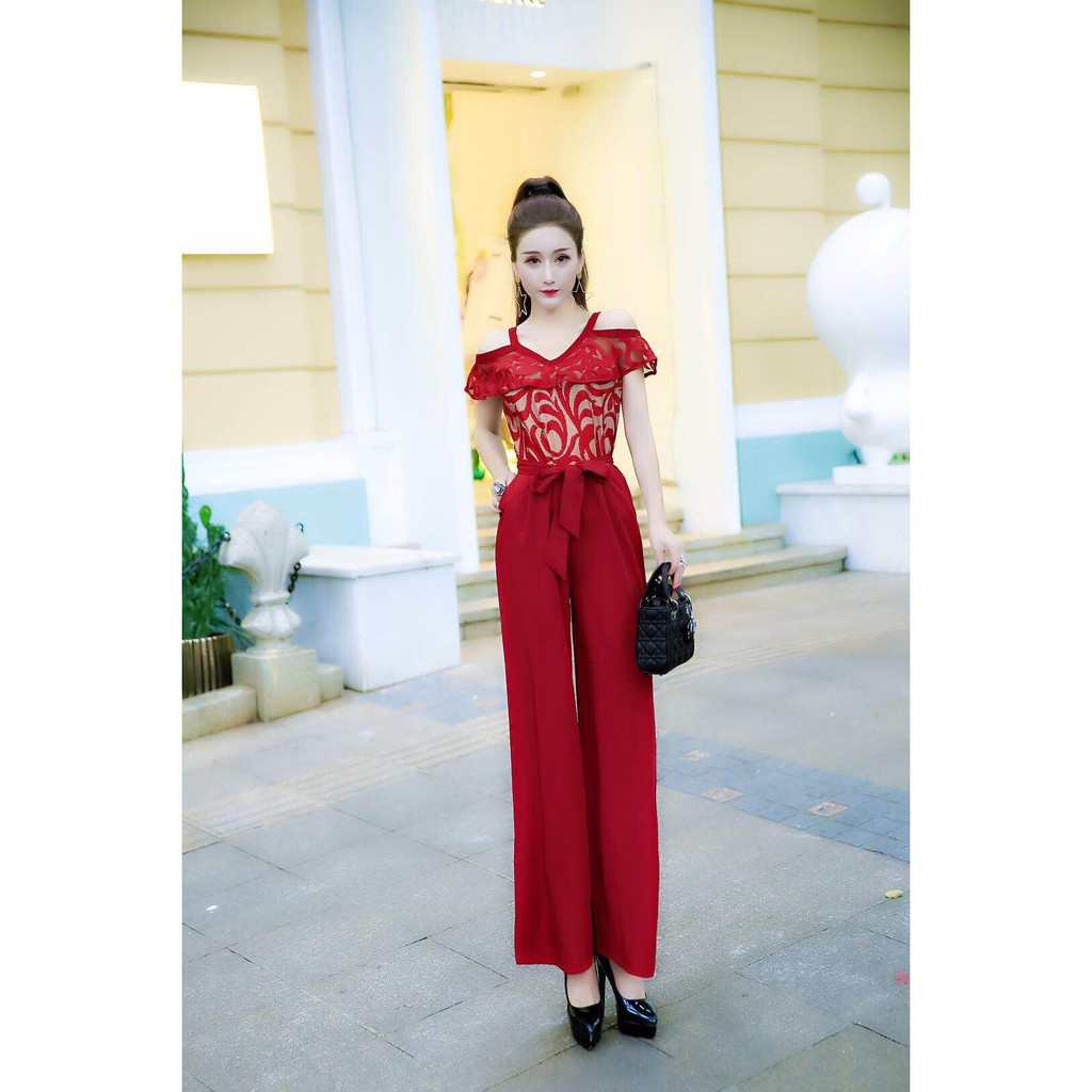 Bộ Jumpsuit Ống Rộng Thời Trang Công Sở Cho Nữ