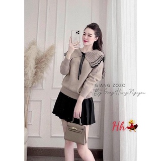 Áo len cổ bèo tiểu thư hàng đẹp Quảng Châu