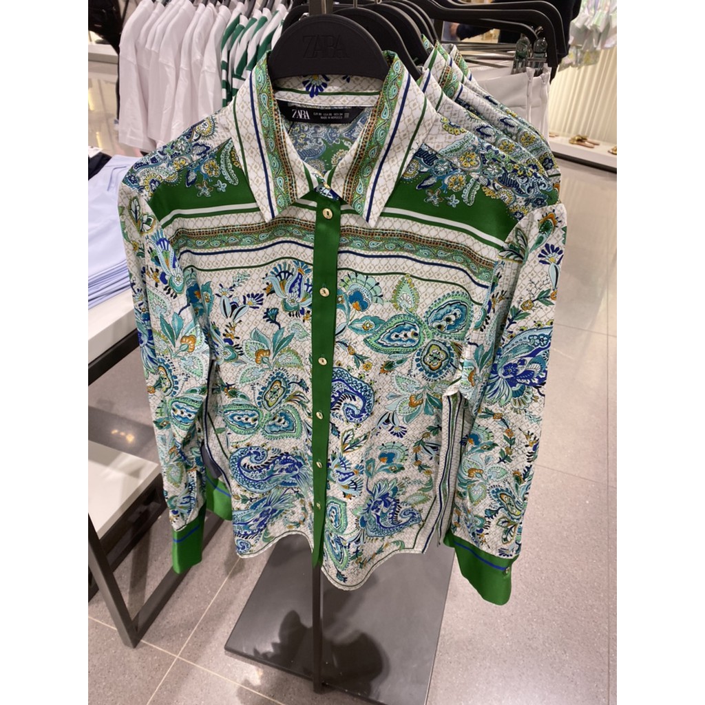 Áo Zara chemise cùng bộ với quần họa tiết sành điệu BAQ01SMG4348N10