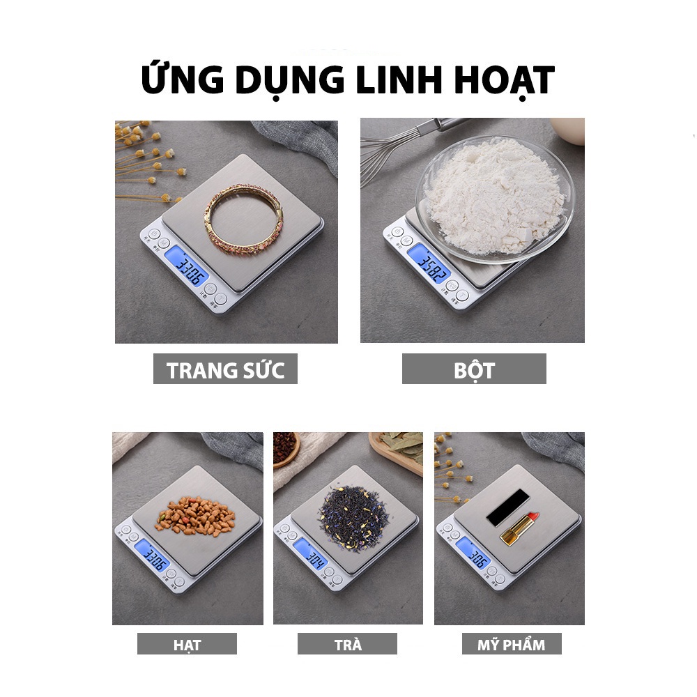 Cân điện tử  tiểu li mini loại 3kg, nhỏ gọn, chính xác, màn hình LCD , phù hợp làm bếp, cân trang sức, Giadungbpm