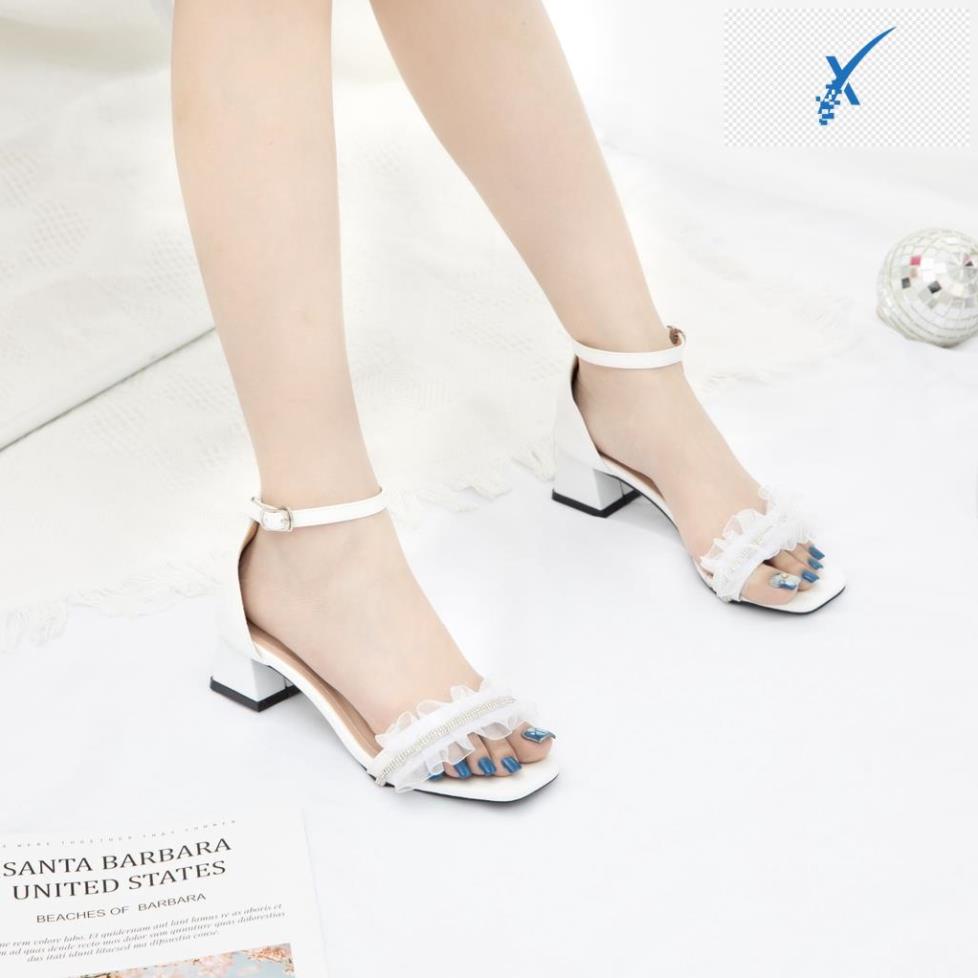 🖐️ Giày Cao Gót Thời Trang MWC Dáng Sandal Quai Nhún Bèo Đính Đá Nổi Bật Nữ Tính NUCG-4248 🖐️