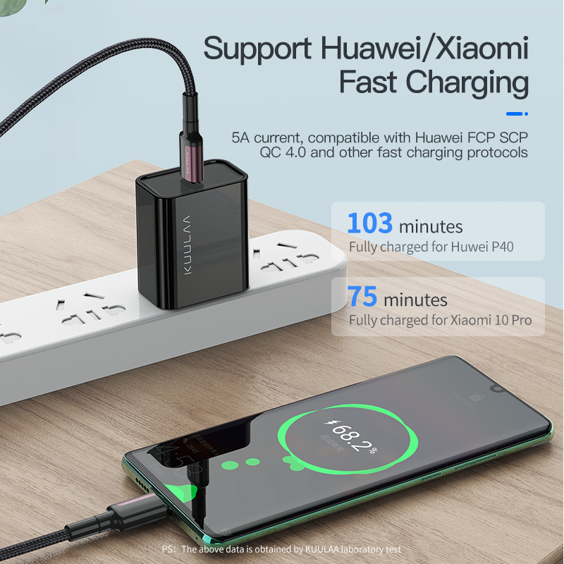 Cáp Sạc Dữ Liệu KUULAA KLX-31 Type C 5A PD100W USB2.0 Cho Huawei Xiaomi