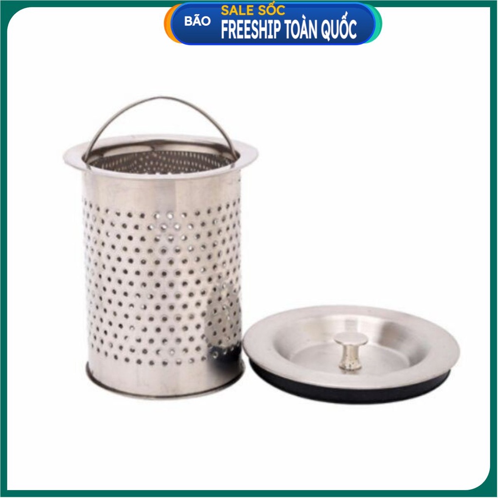 Bộ giỏ lọc rác và nắp đậy bồn rửa chén bát inox .