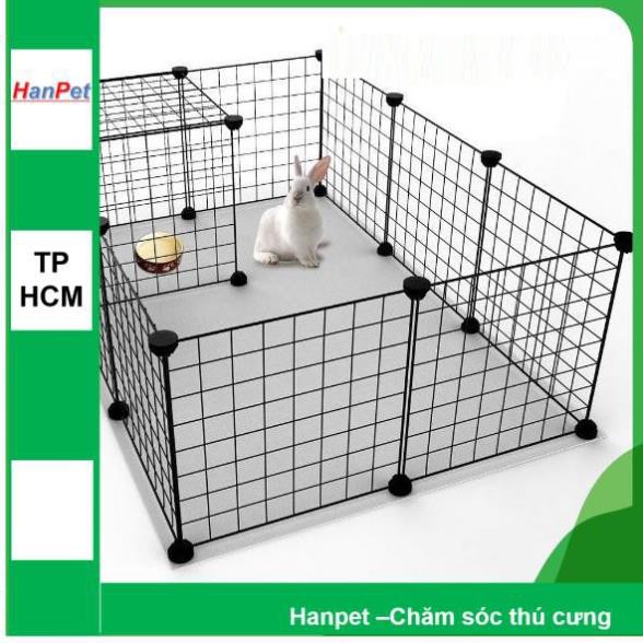 Hanpet.GV- Chuồng quây chó mèo sóc thỏ 12 Miếng (11 sắt + 1 cửa + chốt)  Chuồng quây chó mèo