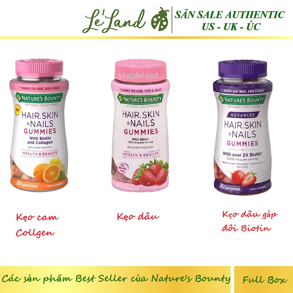 [Mã 77FMCGSALE1 giảm 10% đơn 250K] Bill US - Săn sale 60% - Hair skin Nails & Sleep Gummies Nature's Bounty
