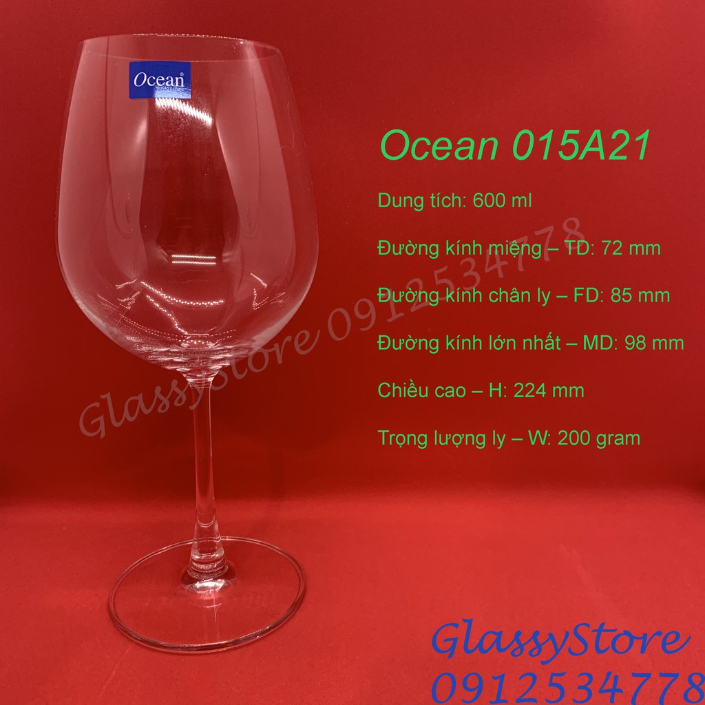 Ly (cốc) rượu vang thủy tinh Ocean Madison Bordeaux - 600ml - 1015A21 (Hàng nhập khẩu Thái Lan chính hãng)