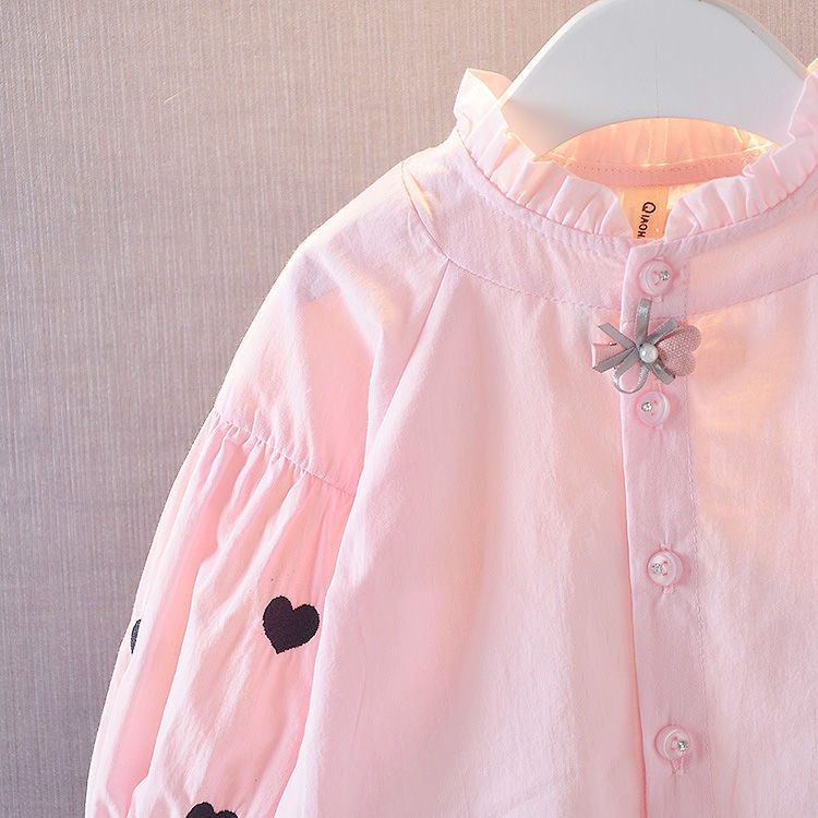 )Áo bé gái Áo sơ mi bé gái hình trái tim xinh