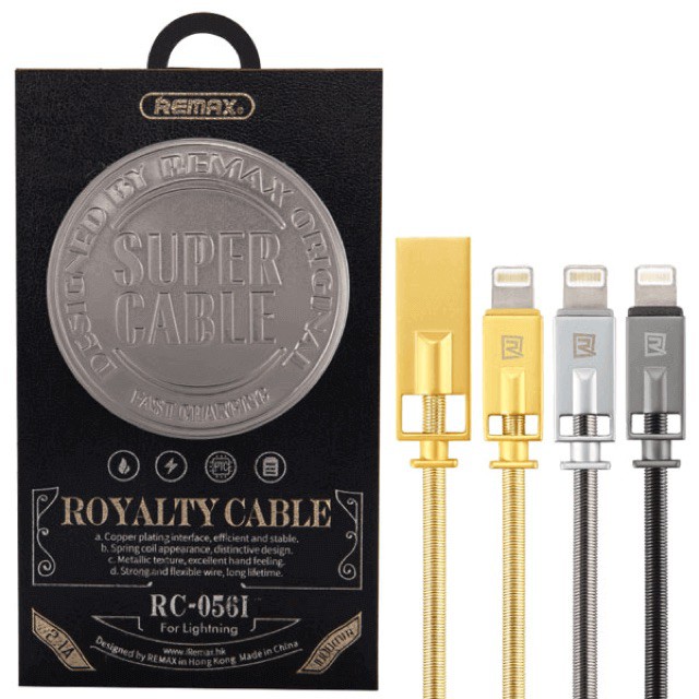 Cáp Lightning REMAX ROYALTY RC-056i - CHÍNH HÃNG - HỖ TRỢ SẠC NHANH - SIÊU BỀN Cho IPhone