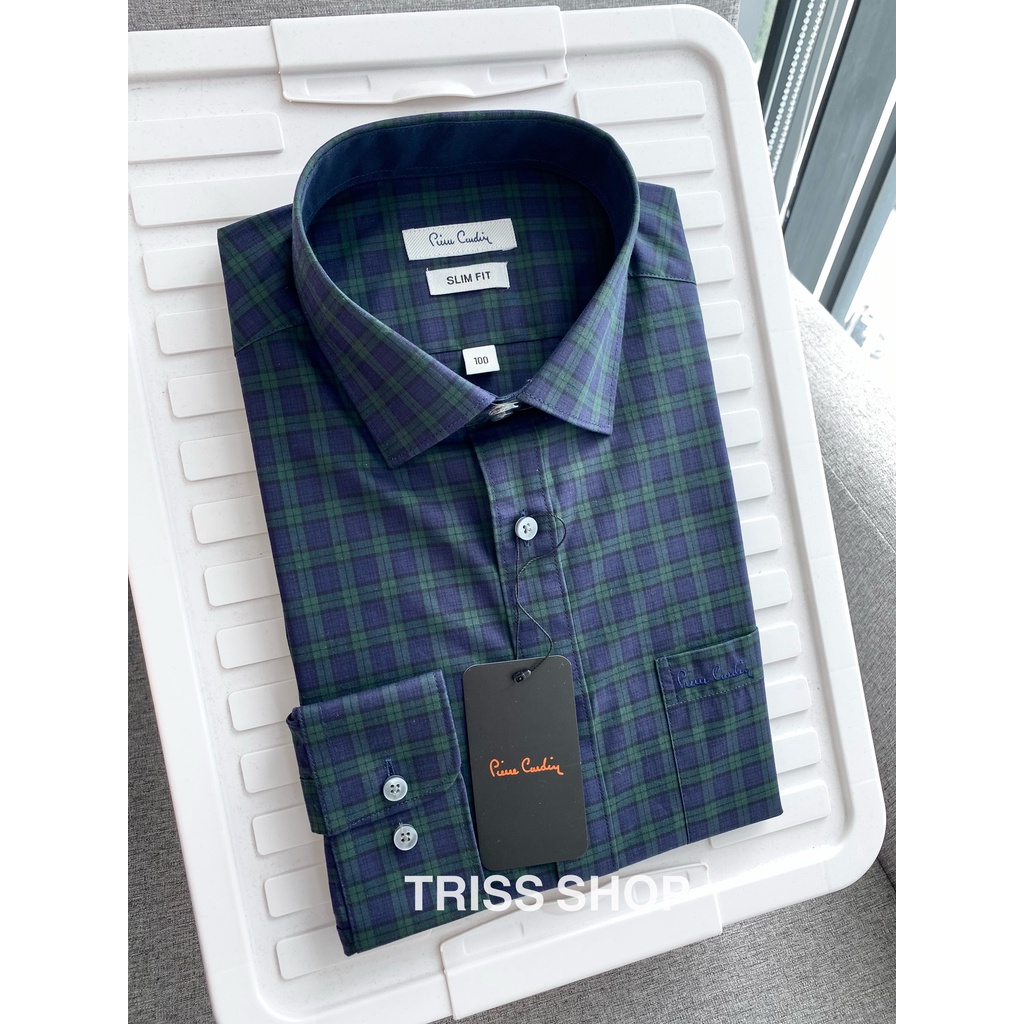 Áo sơ mi nam dài tay Pierre Cardin 10 vải cotton chống nhăn form slimfit