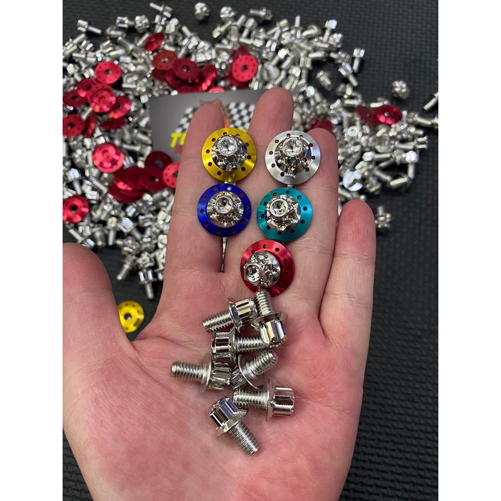 [Lông đền viền chấm + 6li10 trụ G3 inox] Combo ốc + lden bắt hộp sên , bắt carte các loại xe (TRỪ XE SIRUS JUPITER)