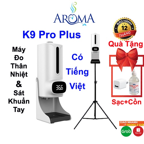 MÁY ĐO THÂN NHIỆT k9 pro plus KIÊM XỊT SÁT KHUẨN TAY TỰ ĐỘNG | MÁY KHỬ KHUẨN XỊT RỬA TAY KHỬ TRÙNG BẢO VỆ SỨC KHỎE.