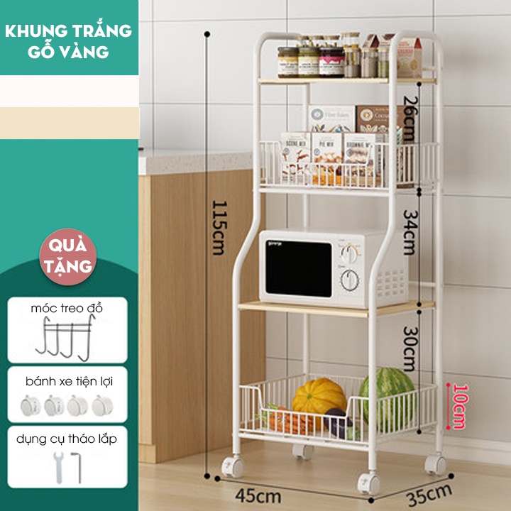 kệ để đồ nhà bếp đa năng sơn tĩnh điện 4 tầng, tủ để đồ nhà bếp