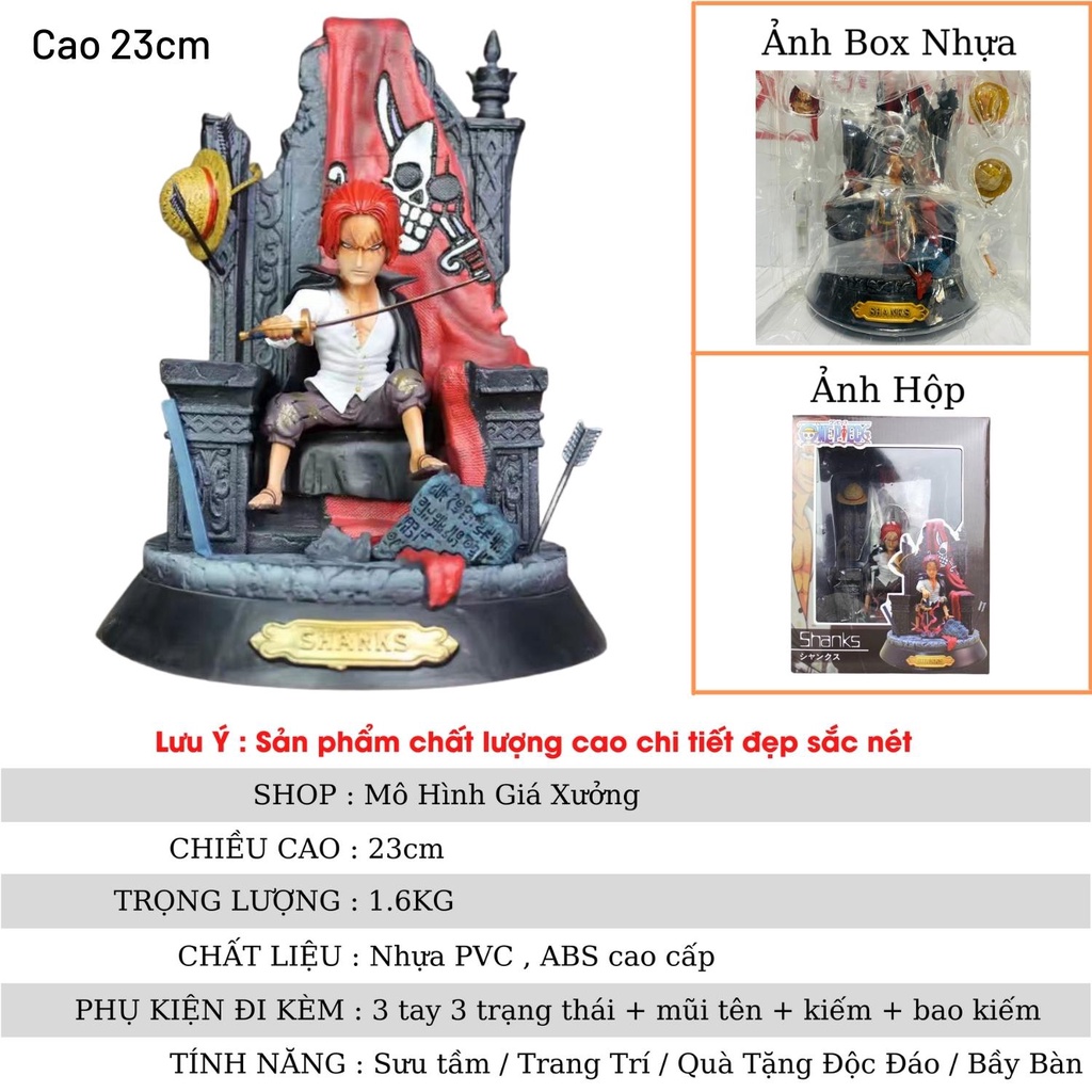 Mô hình One Piece Shanks Tóc Đỏ 1 trong tứ hoàng cao 23cm + phụ kiện đi kèm , figure one piece , mô hình giá xưởng