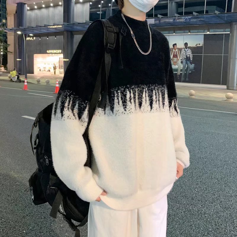 Áo Sweater cổ tròn dáng rộng thêu họa tiết thời trang hàn quốc dành cho nam giới