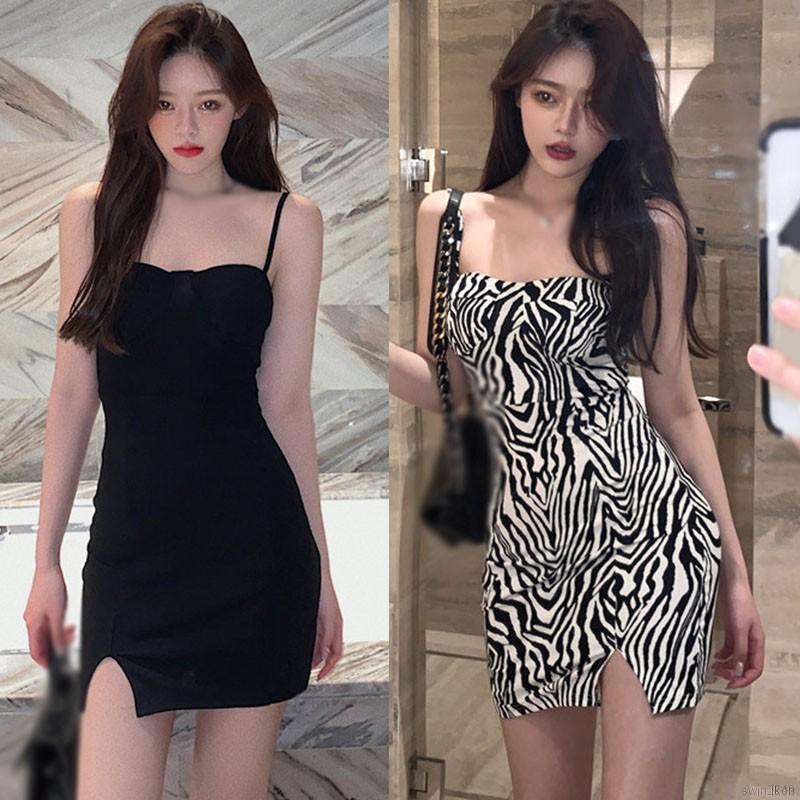 Đầm dây dáng ôm hoạ tiết ngựa vằn phong cách Hàn QuốcQuốc Váy Chân váy