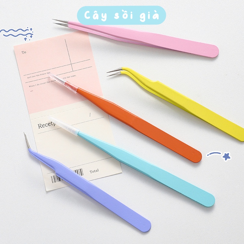 S64 - Nhíp gắp sticker thép không gỉ màu macaron Tweezers trang trí sổ bullet journal, junk journal - Cây Sồi Già