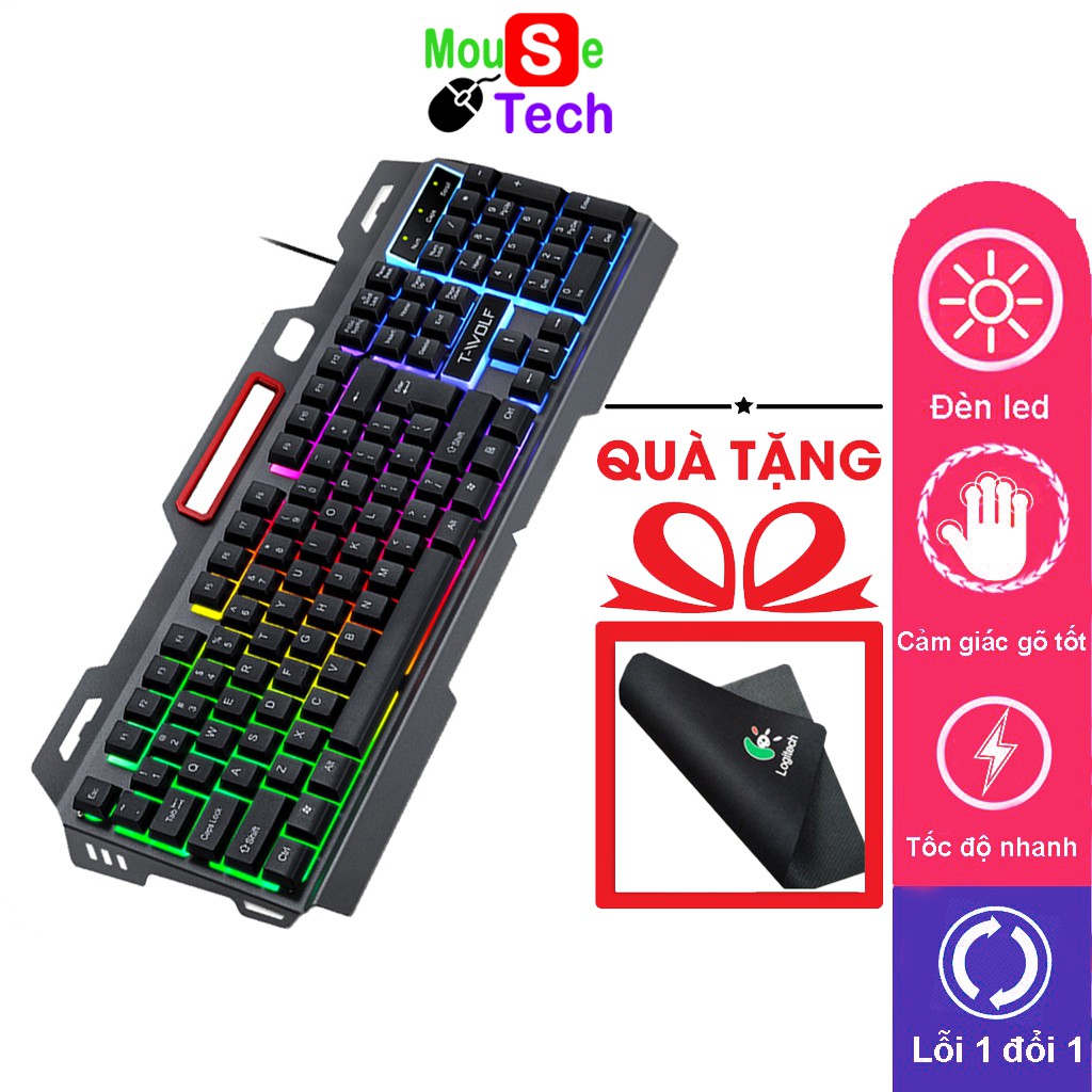 Bàn phím máy tính gaming T16 2021 LED 7 màu điều chỉnh DPI (Tặng miếng lót chuột)