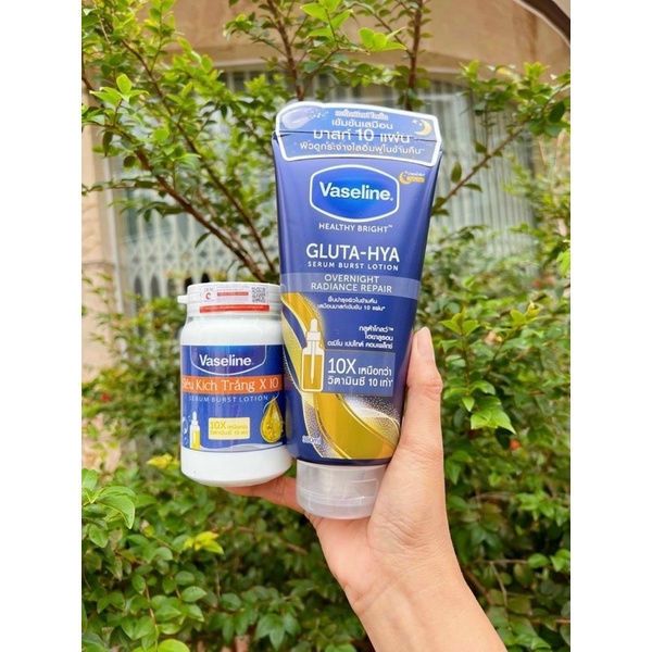 Combo Dưỡng Thể Vaseline Gluta + Kích Trắng Vaseline X10