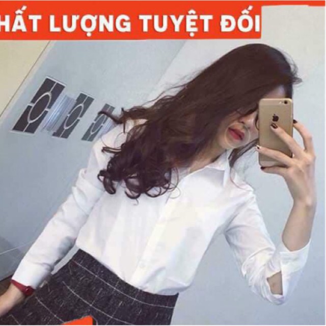 Áo sơ mi trắng trơn cổ đức vải kate lụa không nhăn