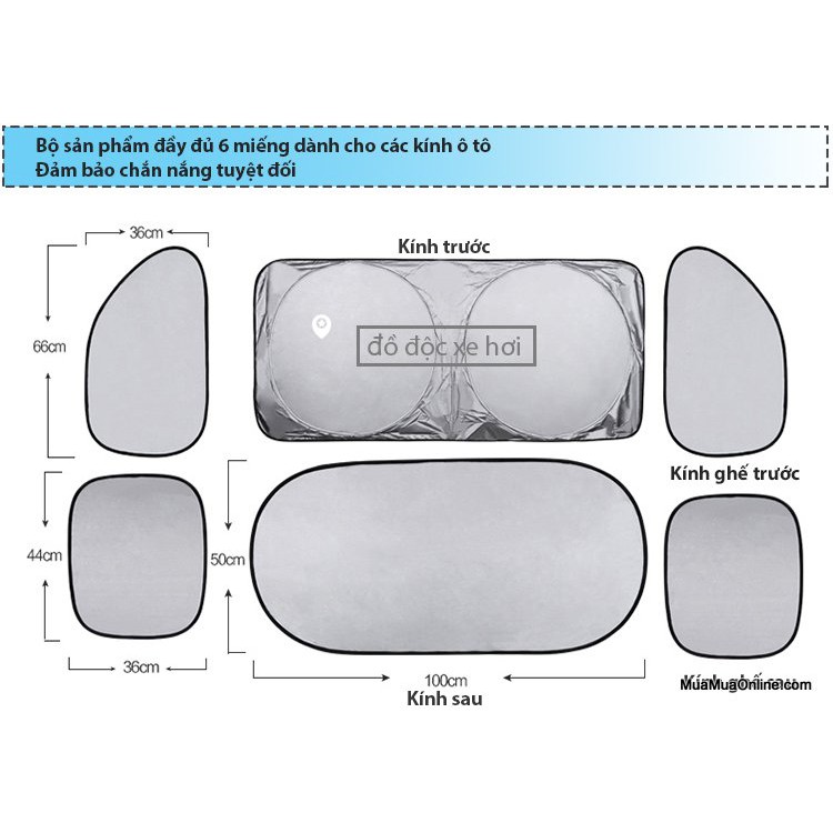 Combo 6 Miếng Che Nắng Xe Hơi Xếp Gọn Cao Cấp