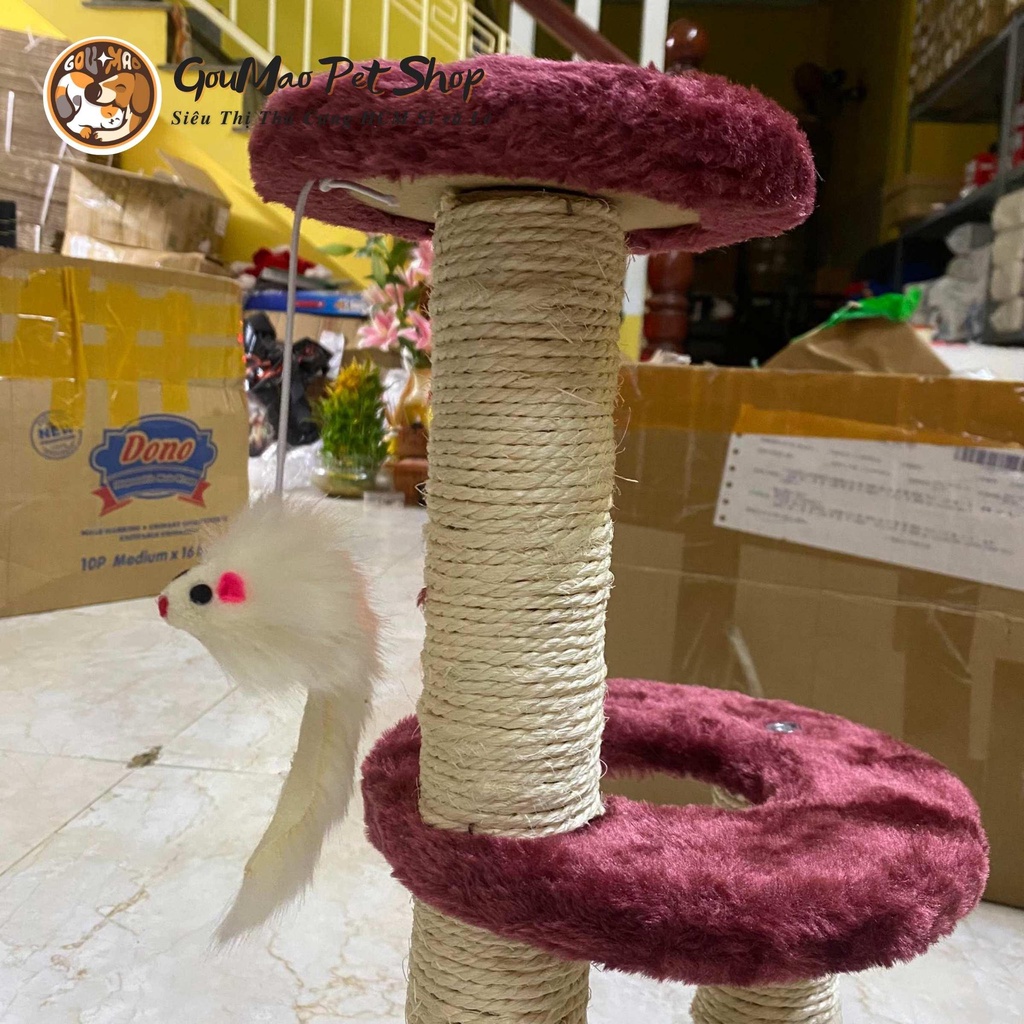 [Ảnh thật]  Trụ cào móng mèo ( Cattree) 3 tầng có nệm và đồ chơi - GOUMAO PET