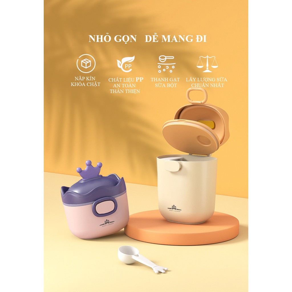 Hộp đựng sữa bột kèm muỗng cho bé tiện lợi khi mang đi