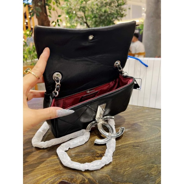 Túi Cha-nel logo bạc newww