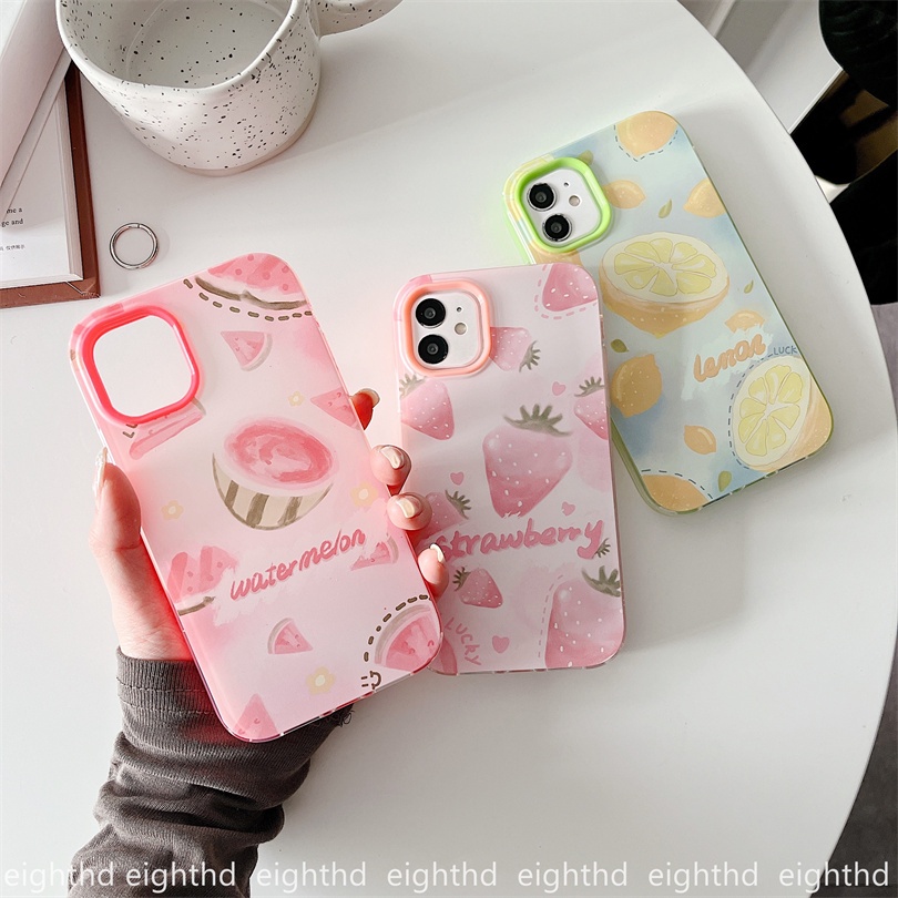 Ốp Điện Thoại Chống Sốc Họa Tiết Trái Cây 3 Trong 1 Cho iPhone 13 12 11 Pro Max 8 7 Plus X XS Xr XS Max SE 2020