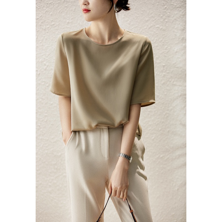 Syc Đa Năng581653Mg Áo Thun Lụa Crepe Thẳng Co Giãn Nhẹ Nhàng Mùa Hè Ý HC