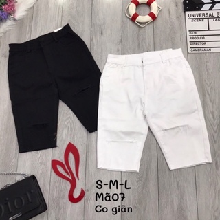 Quần ngố rách ngang lai tua co giãn