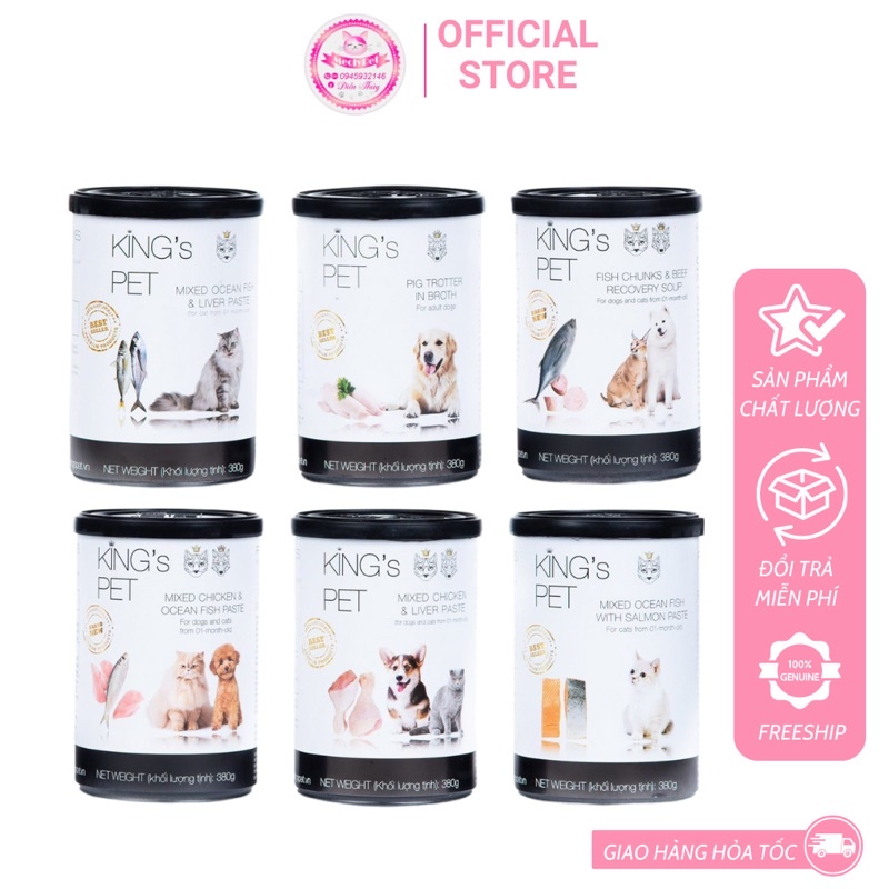 Combo 6 lon Pate Tươi King's Pet cho chó mèo 380gr