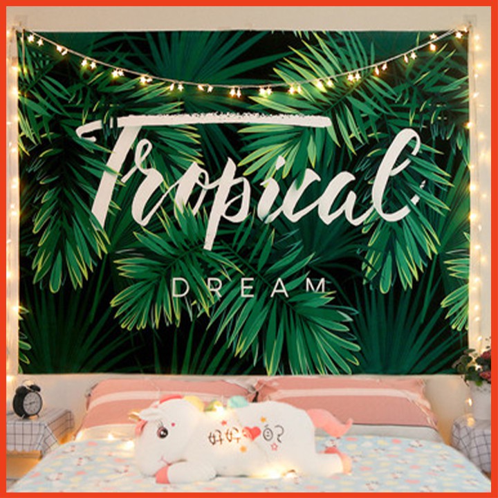 Tranh vải treo tường họa tiết tropical trang trí phòng khách,phòng ngủ có tặng kèm móc treo và đèn nháy