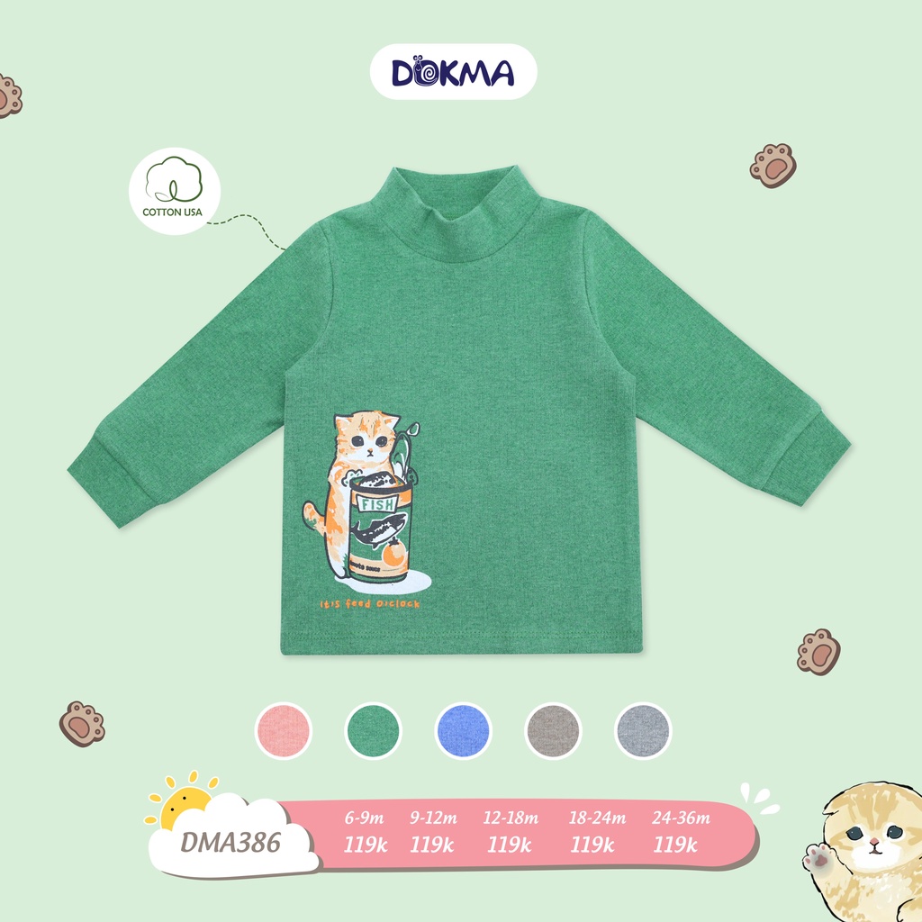 Dokma - Áo cổ 3p chất cotton len dày 9-36M  DMA386