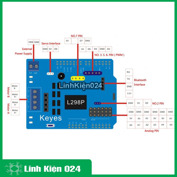 Mạch điều khiển động cơ Arduino L298P