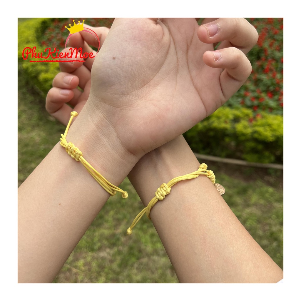 Vòng tay dây rút vintage hình hoa cúc màu vàng kiểu dáng đơn giản
