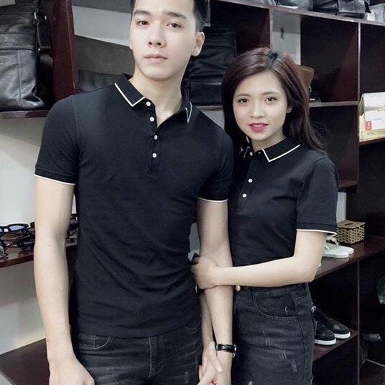 Áo phông nam nữ Polo có cổ phối viền đẹp, vải thun cotton 100%, co giãn, mặc siêu mát