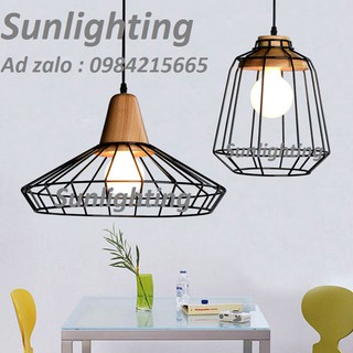 ĐÈN THẢ KHUNG SẮT GIẢ GỖ TRANG TRÍ NHÀ Ở, PHÒNG KHÁCH, QUÁN CAFE ( GIÁ ĐÃ BAO GỒM BÓNG LED )
