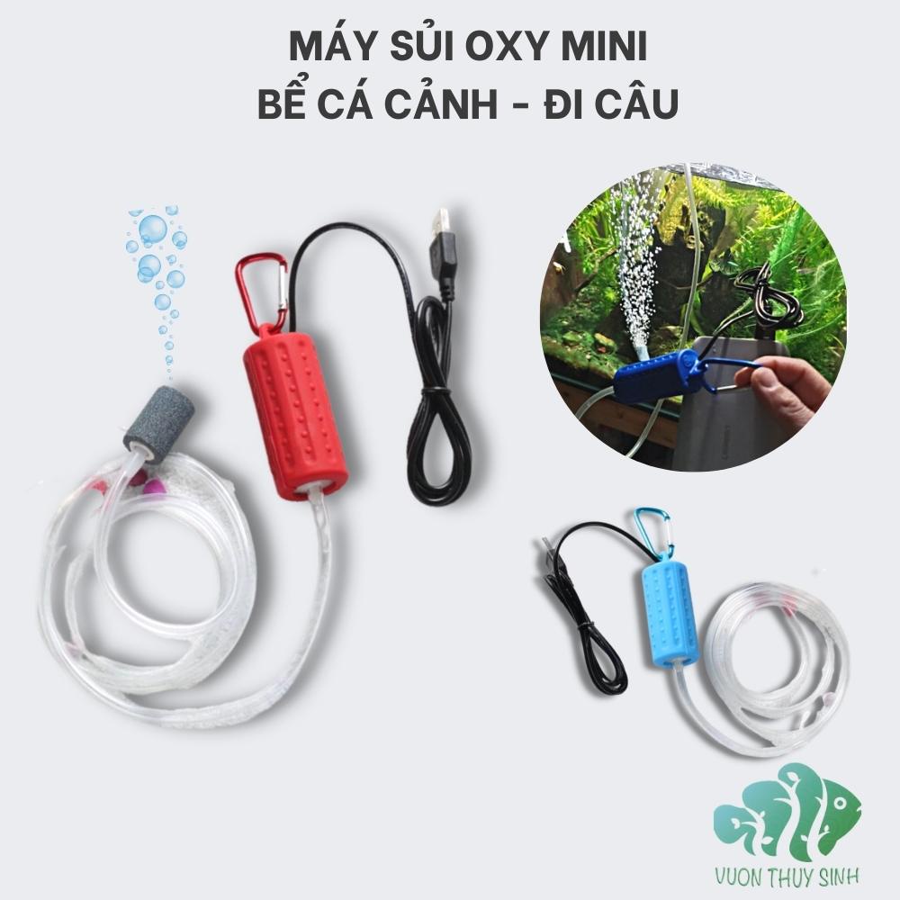 Máy sủi oxy mini siêu êm máy sục oxi bể cá cảnh bơm khí khi đi câu hồ cá, kết nối USB