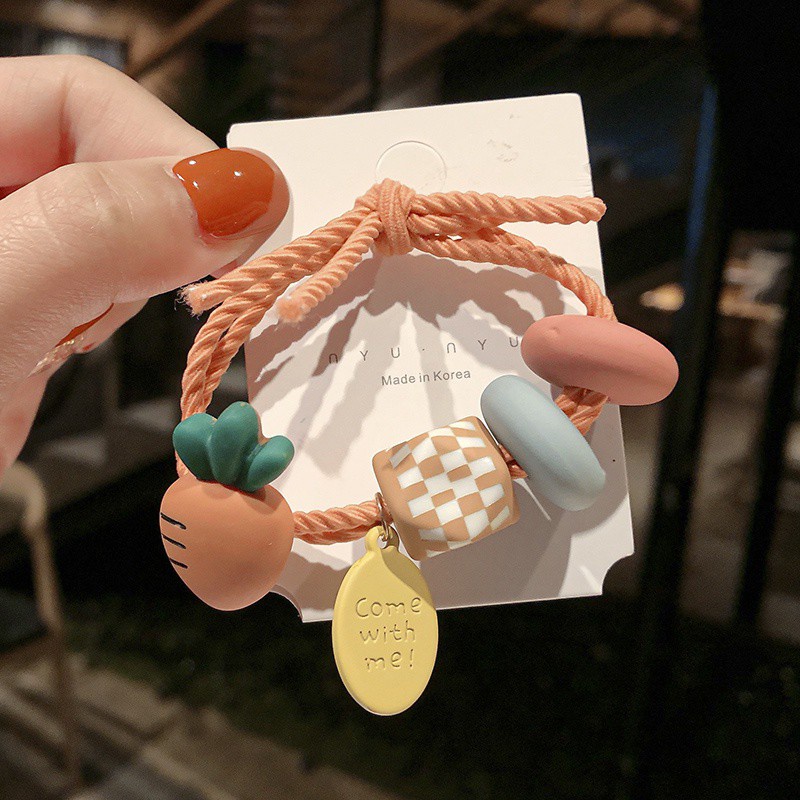 Dây Cột Tóc Hình Trái Cây Hoạt Hình Phong Cách Hàn Quốc Xinh Xắn Cho