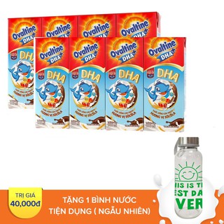 Combo 2 Lốc sữa ca cao lúa mạch Ovaltine DHA+ 180ML (4 HỘP) tặng 1 bình nước tiện dụng trị giá 40.000đ [HSD: 8/4/2019]