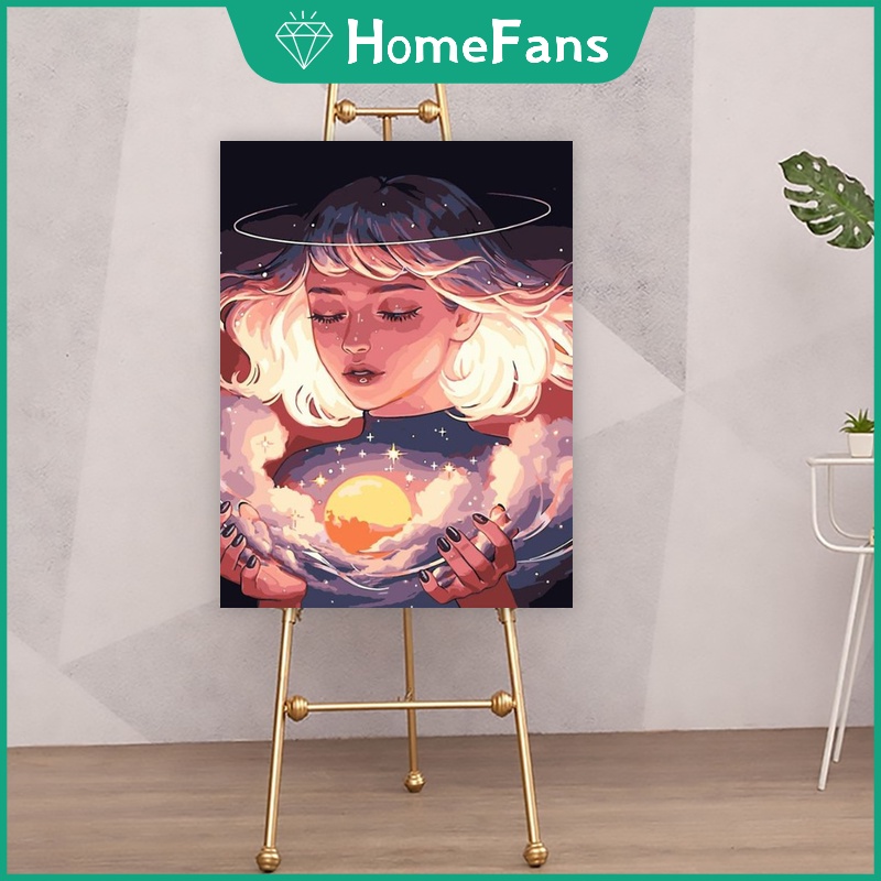 Tranh sơn dầu 40X50cm tự làm họa tiết phật giáo trang trí nhà cửa